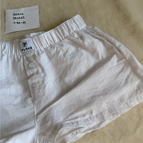 Parke White Linen Boxer Shorts - Picture 3 of 6
